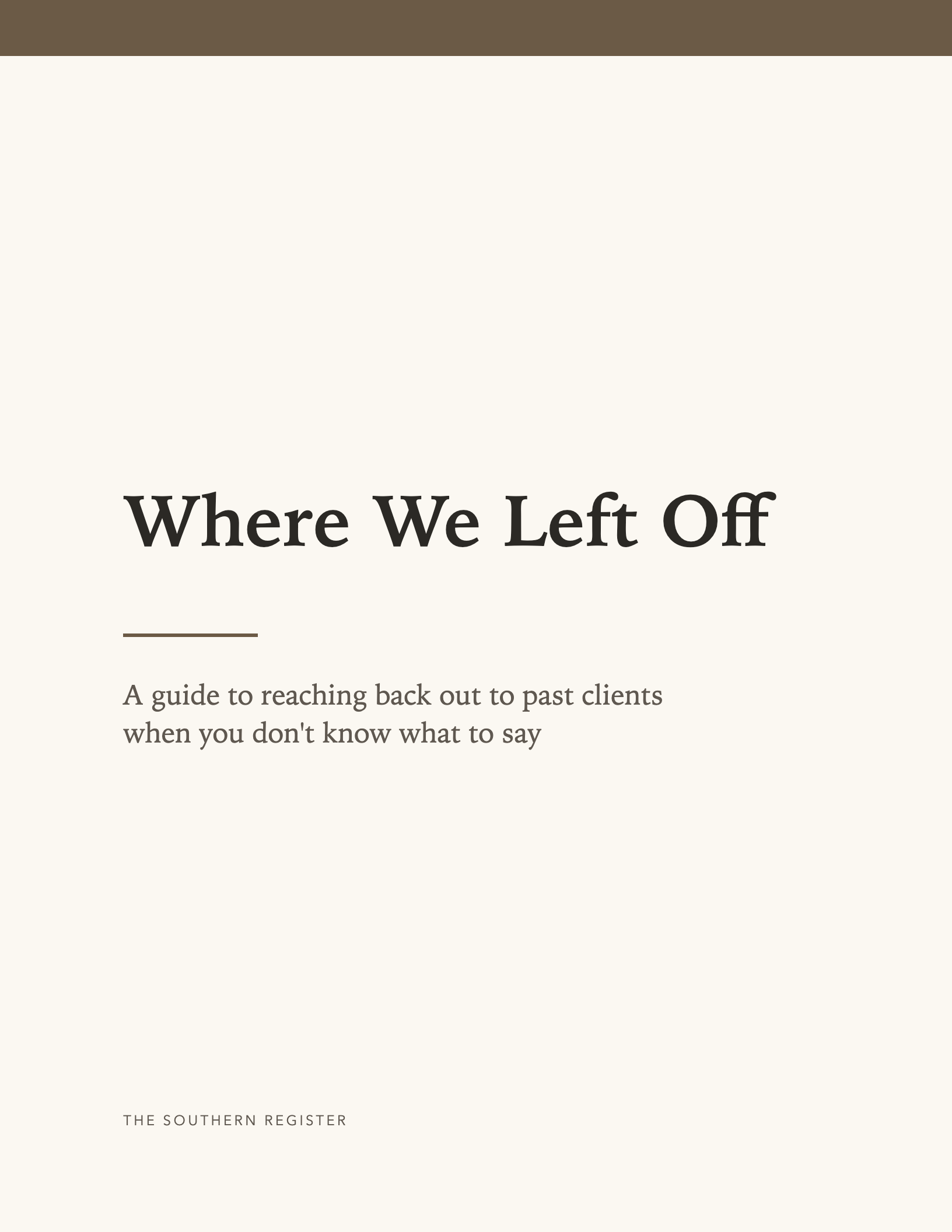 The cover of the Where We Left Off guide
